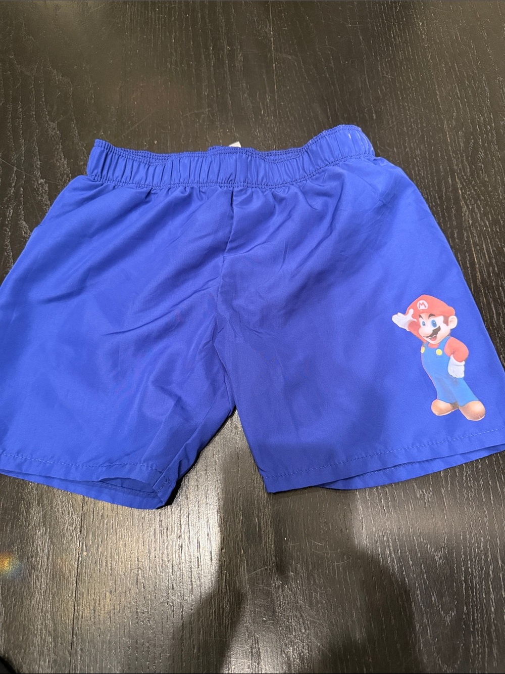 Blue Kids Swim Shorts with Super Mario Graphic- Size 5